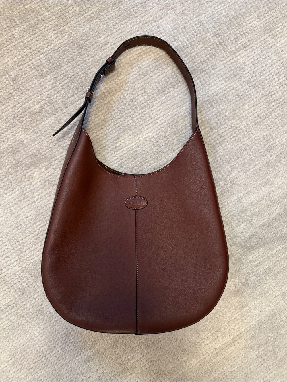 Tod’s Leather Shoulder Hobo Bag in Dark Brown